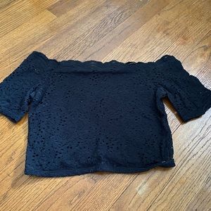 Black off the shoulder crop top